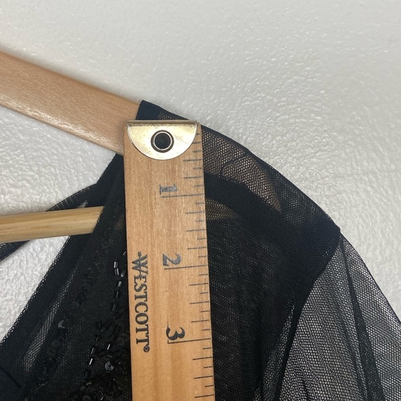 Torrid Mesh Sequin Trim Short Sleeves Top Size 1X Black V-Neck Party Cocktail - Picture 8 of 11